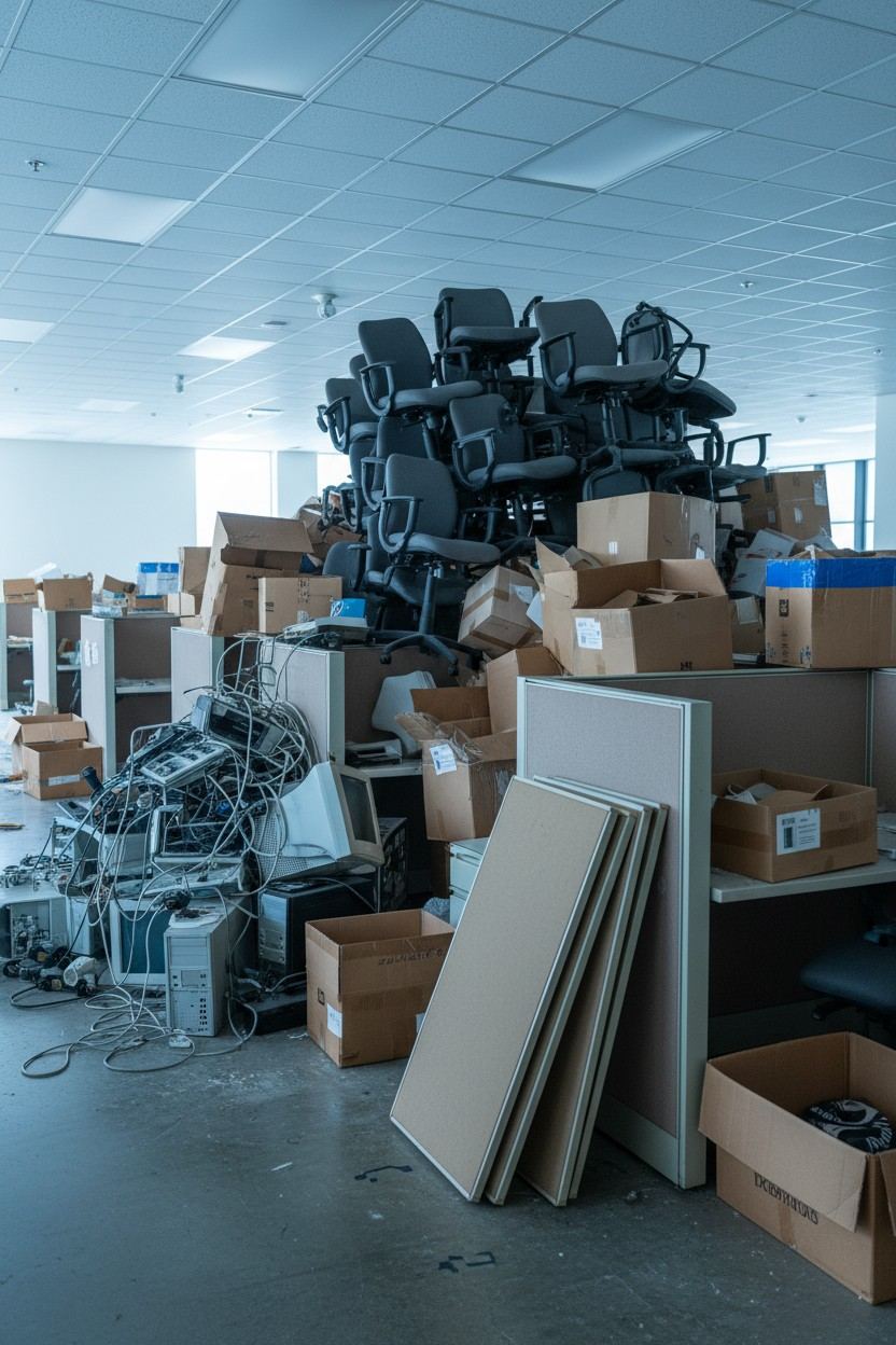 Illustrative example: a cluttered commercial office space before junk removal